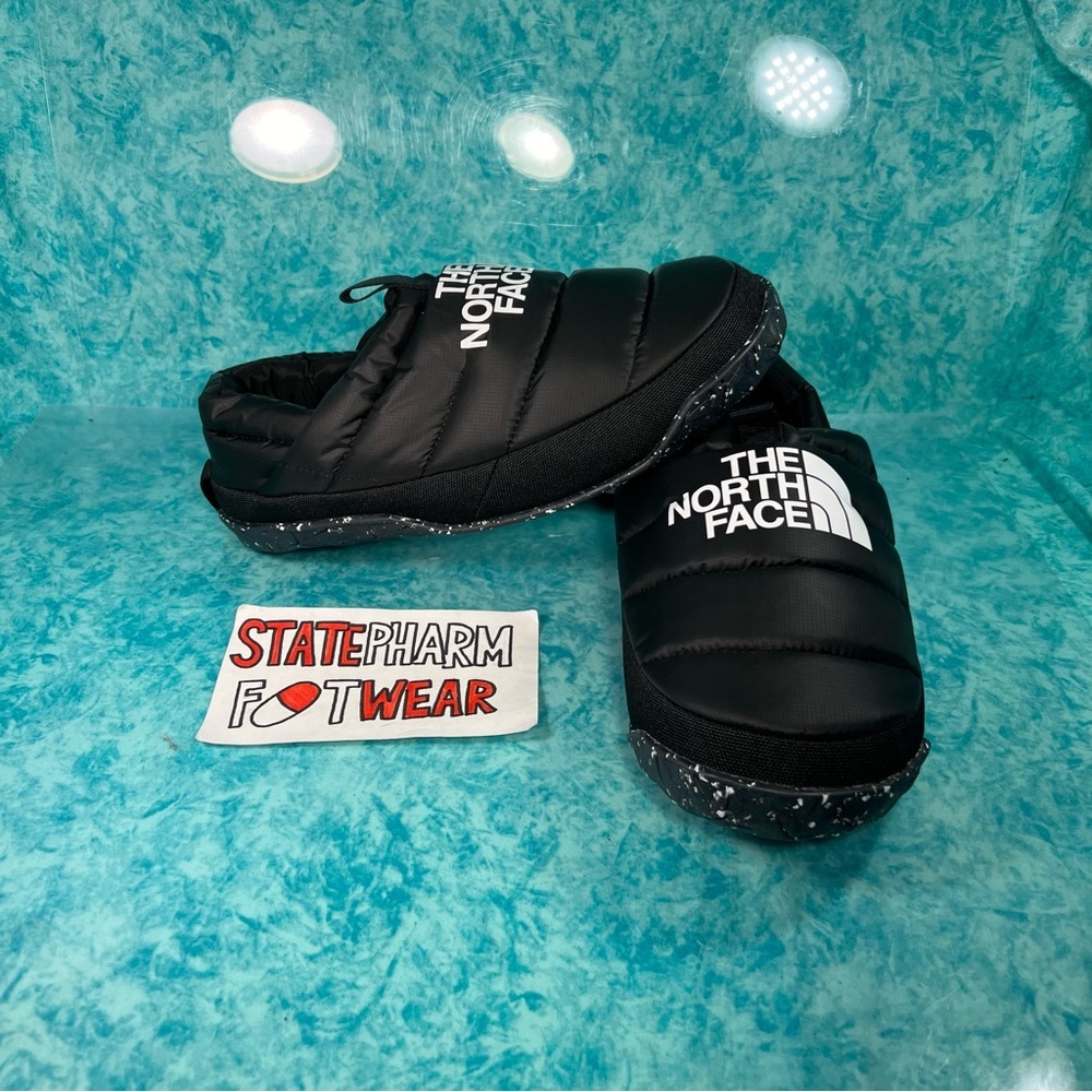 The North Face Black Quilted Slip-On Slippers with Speckled Sole